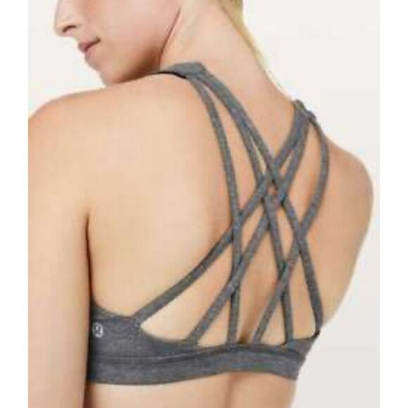 Lululemon Free To Be Serene Bra Size 10 Heathered Grey Strappy Back - Picture 6 of 6